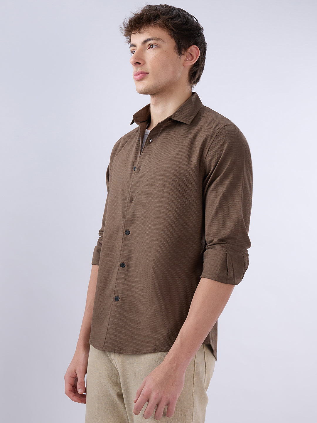 Sepia Brown Textured Shirt