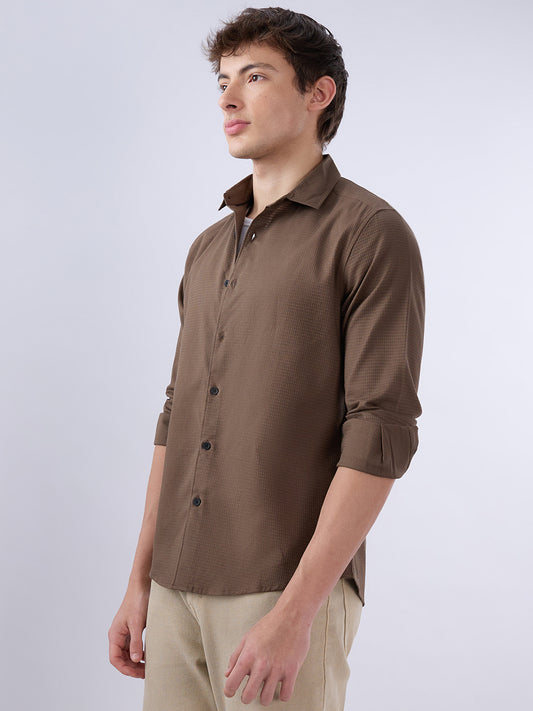 Sepia Brown Textured Shirt