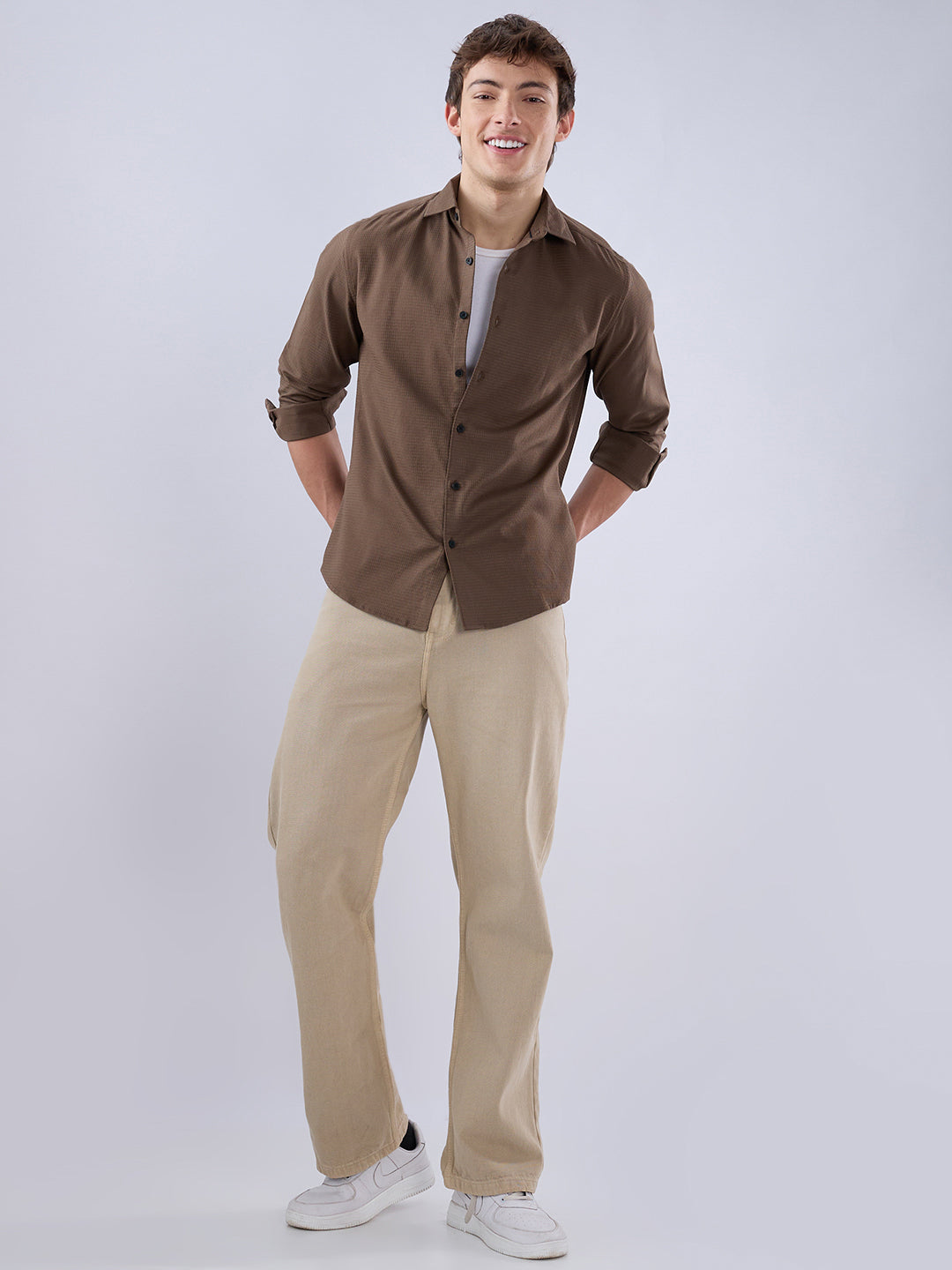 Sepia Brown Textured Shirt