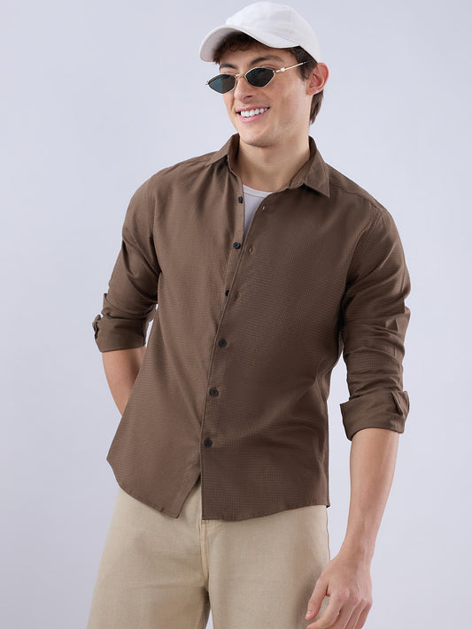 Sepia Brown Textured Shirt