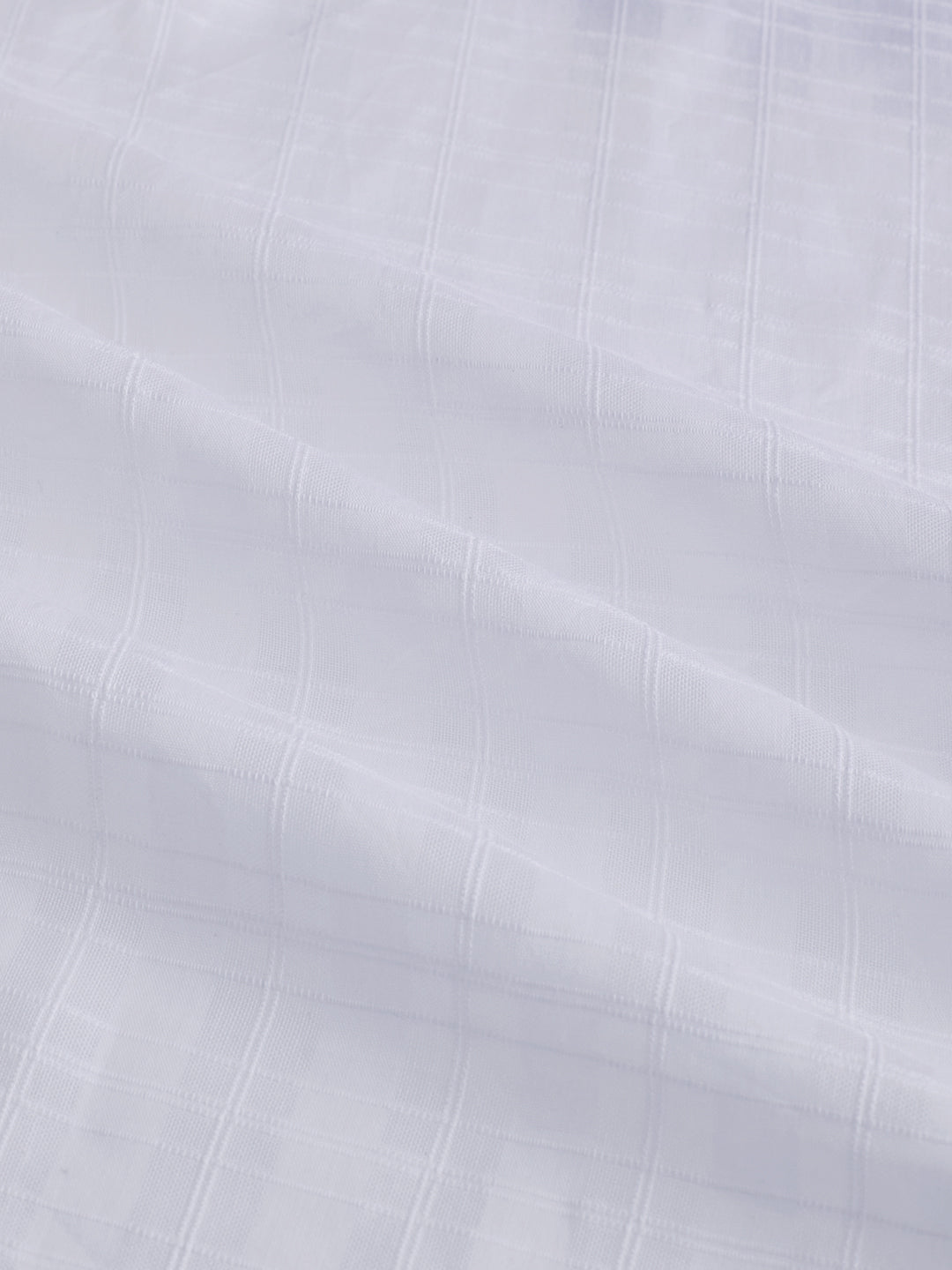 Pearl White Textured Sheer Checks Shirt