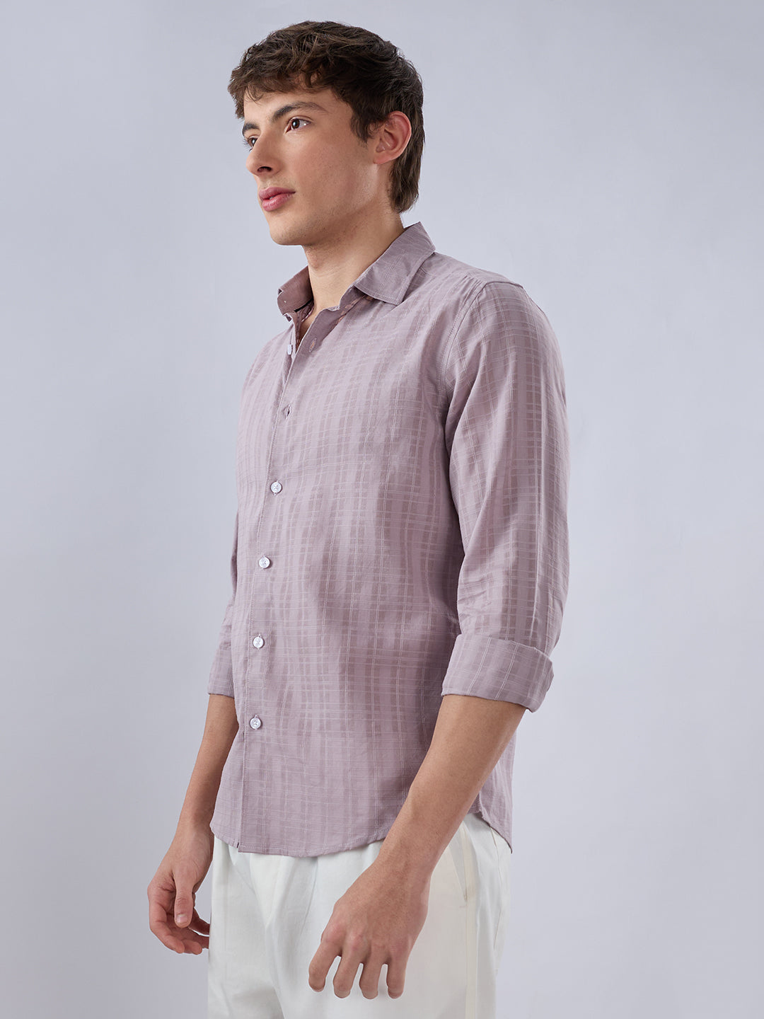 Lilac Luster Textured Sheer Checks Shirt