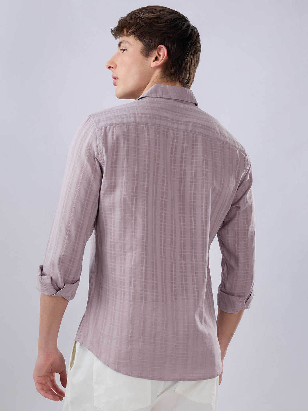 Lilac Luster Textured Sheer Checks Shirt