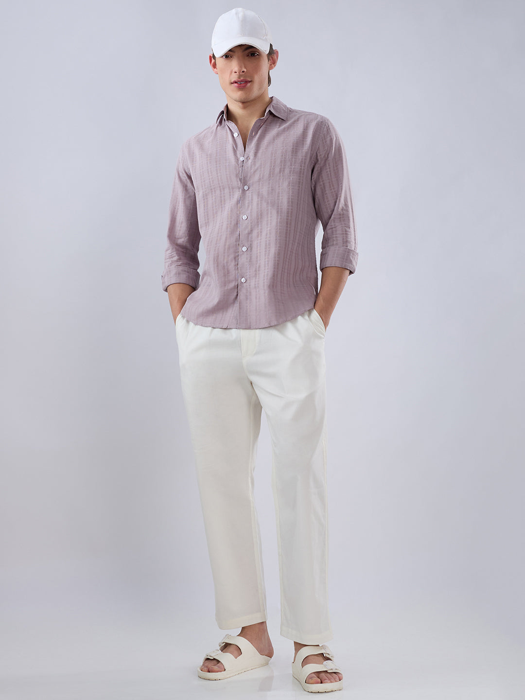 Lilac Luster Textured Sheer Checks Shirt