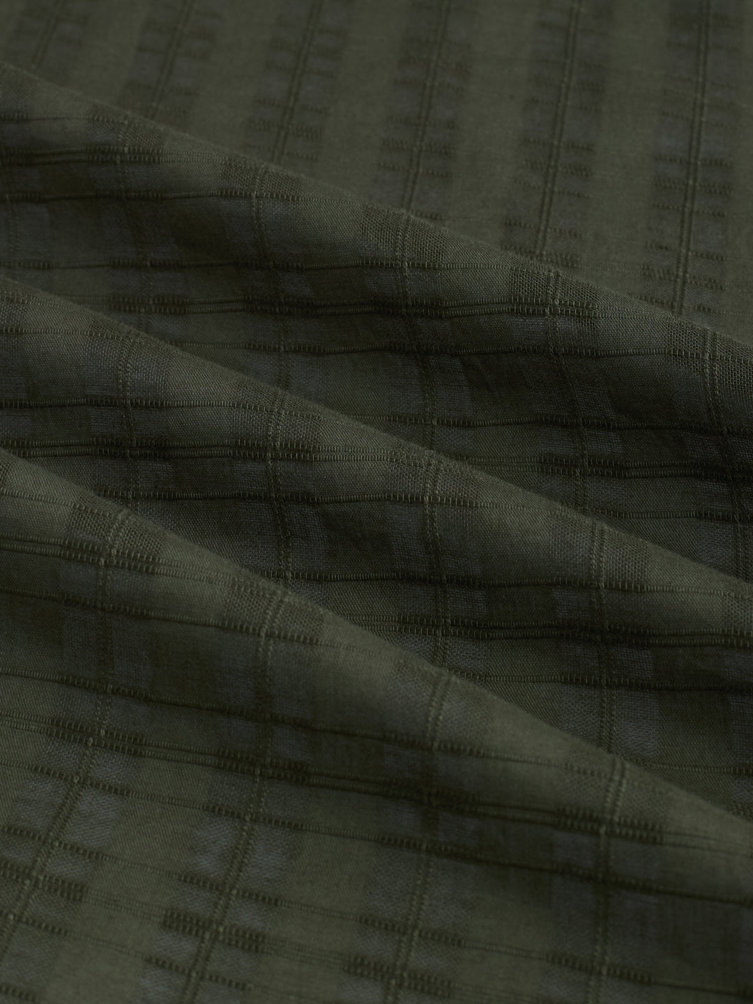 Army Green Textured Striped Shirt