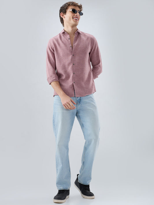 Dusty Mauve Refined Slub Textured Shirt