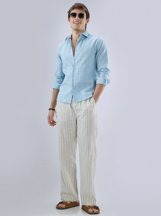 Hushed Blue Fine Weave Textured Shirt