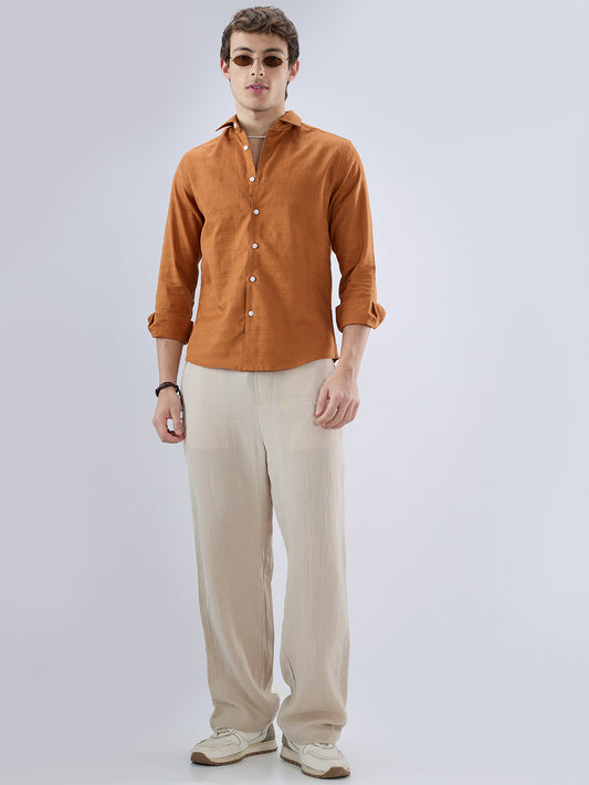 Antique Rust Fine Weave Textured Shirt