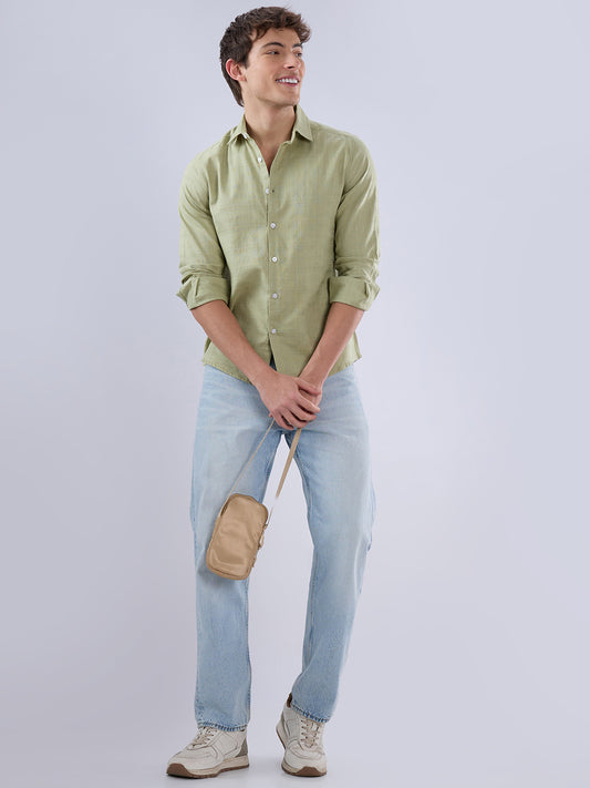 Celadon Green Textured Weave Shirt