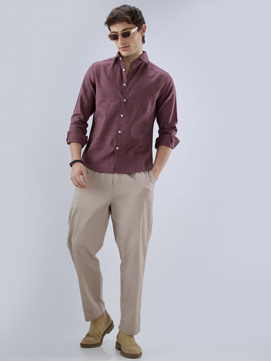 Dark Cocoa Fine Weave Textured Shirt