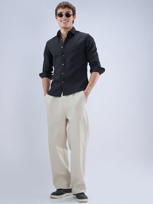 Imperial Jade Black Textured Shirt
