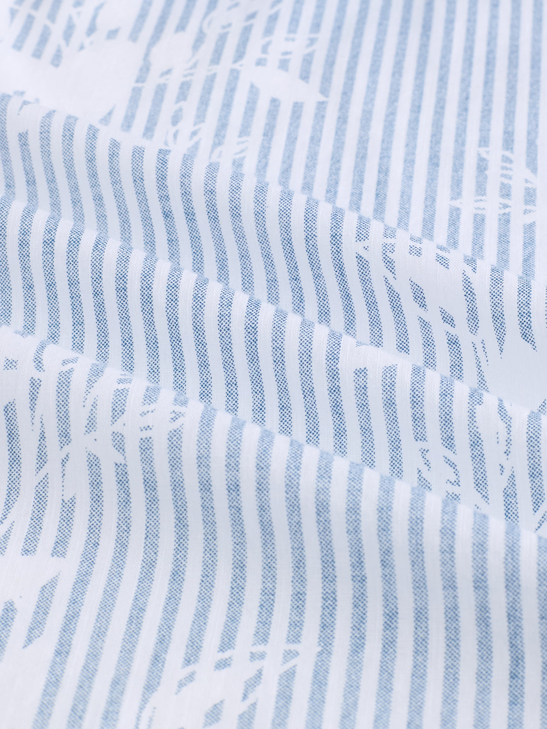 Blue & White Contemporary Floral Boxy Fit Crop Shirt