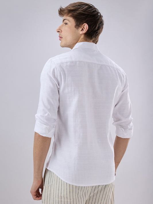 Snow White Textured Weave Shirt