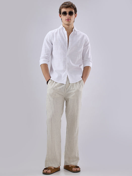 Snow White Textured Weave Shirt
