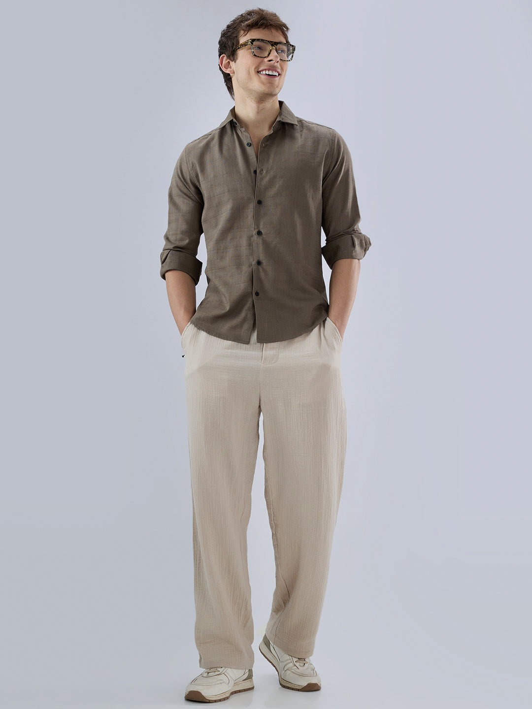Olive Textured Weave Shirt