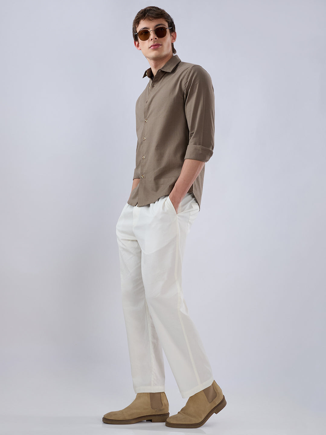 Solid Khaki Fine Weave Everyday Shirt