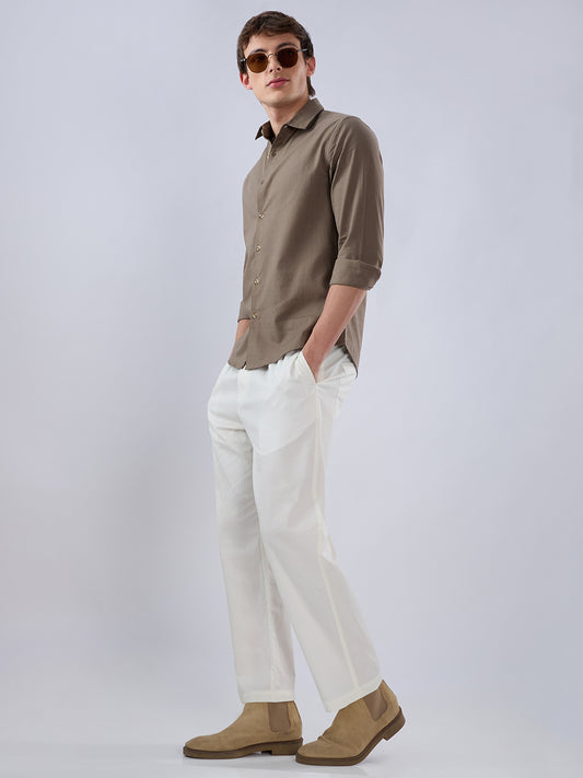 Solid Khaki Fine Weave Everyday Shirt