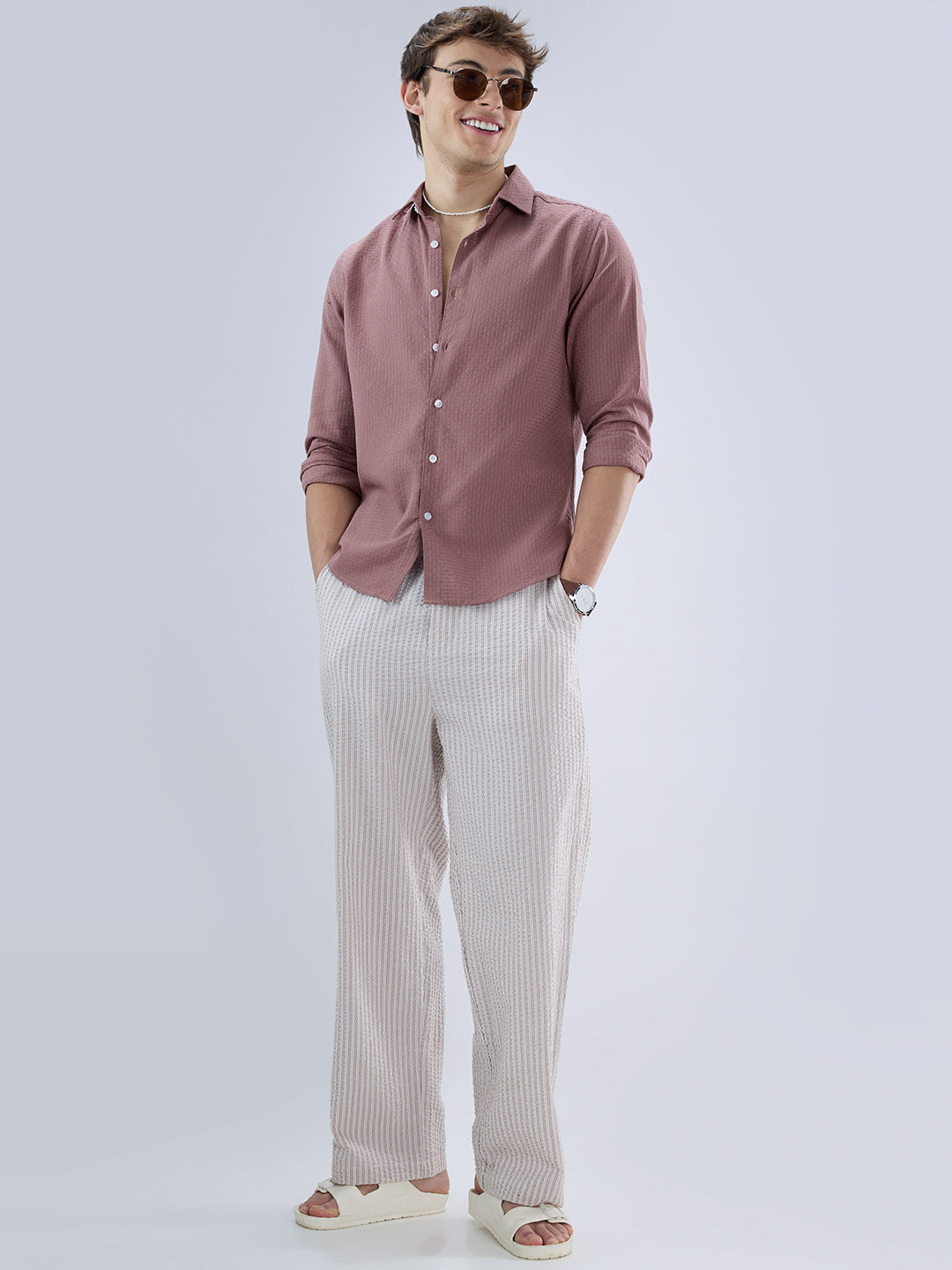 Rosewood Pink Textured Shirt