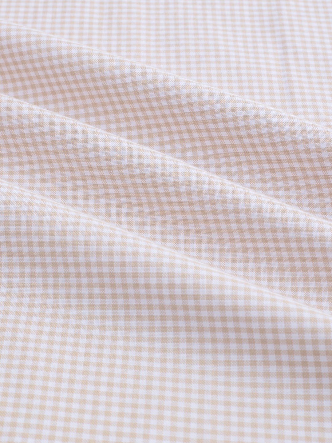 Warm Beige Micro Gingham Checks Oxford Shirt