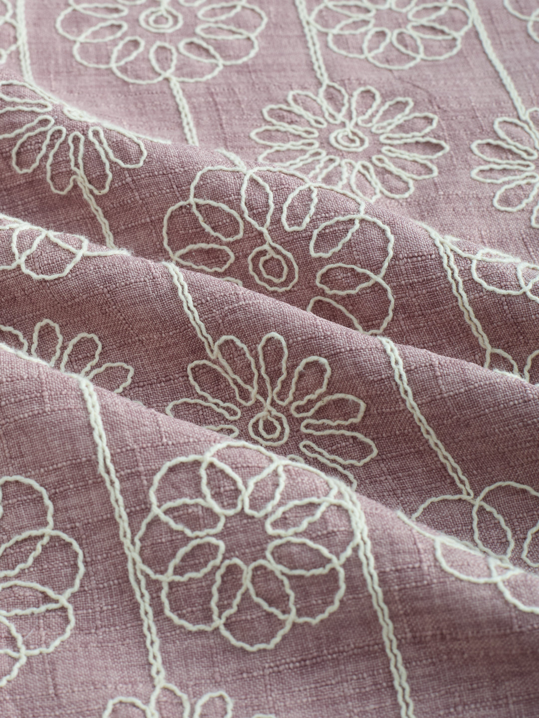 Rouge Pink Floral Embroidered Slub Shirt