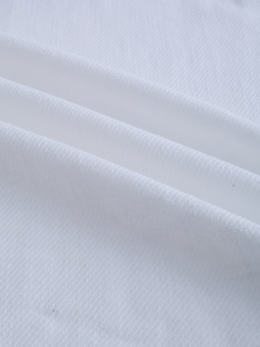 Soft Snow White Diagonal Textured Stand Collar Oversized Shirt