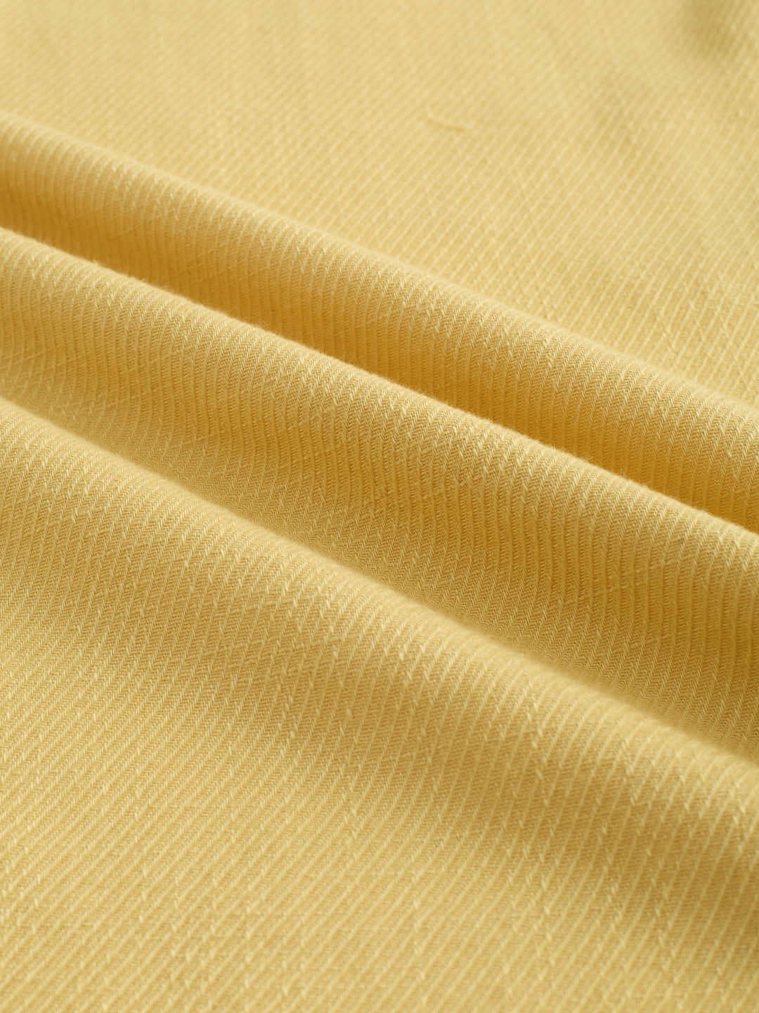 Soft Honey Yellow Diagonal Textured Stand Collar Oversized Shirt