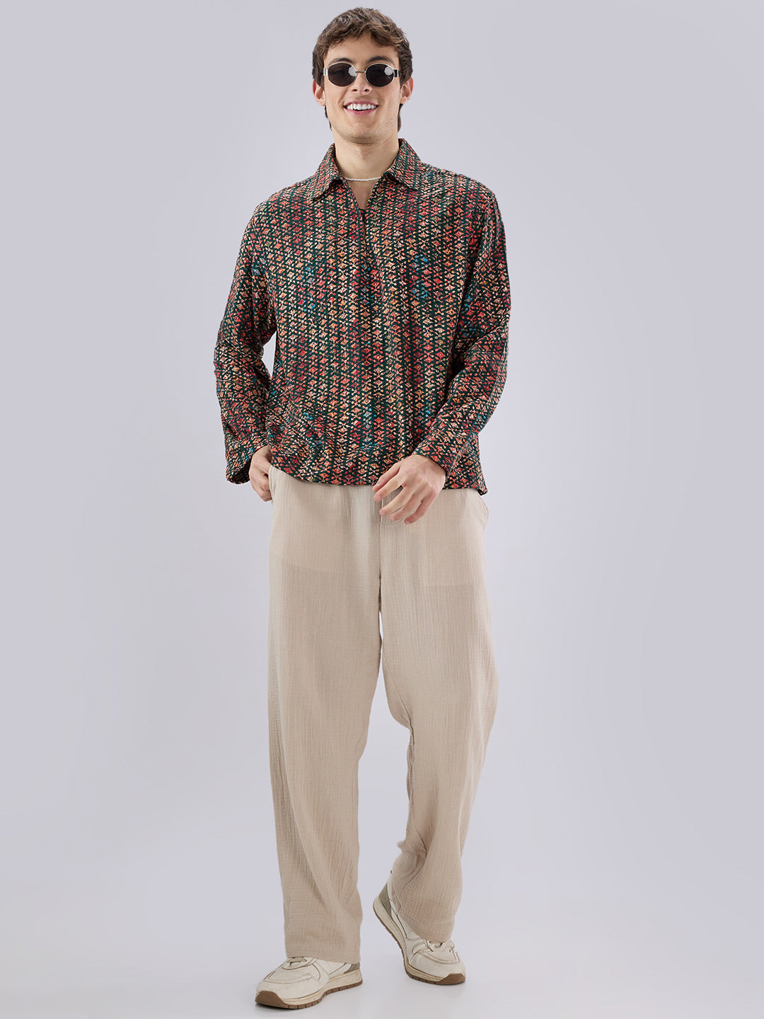 Ishqiya Nazara Sequin Glow Embroidered Cuffless Oversized Shirt