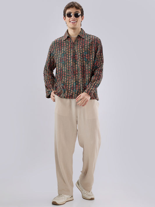 Ishqiya Nazara Sequin Glow Embroidered Cuffless Oversized Shirt