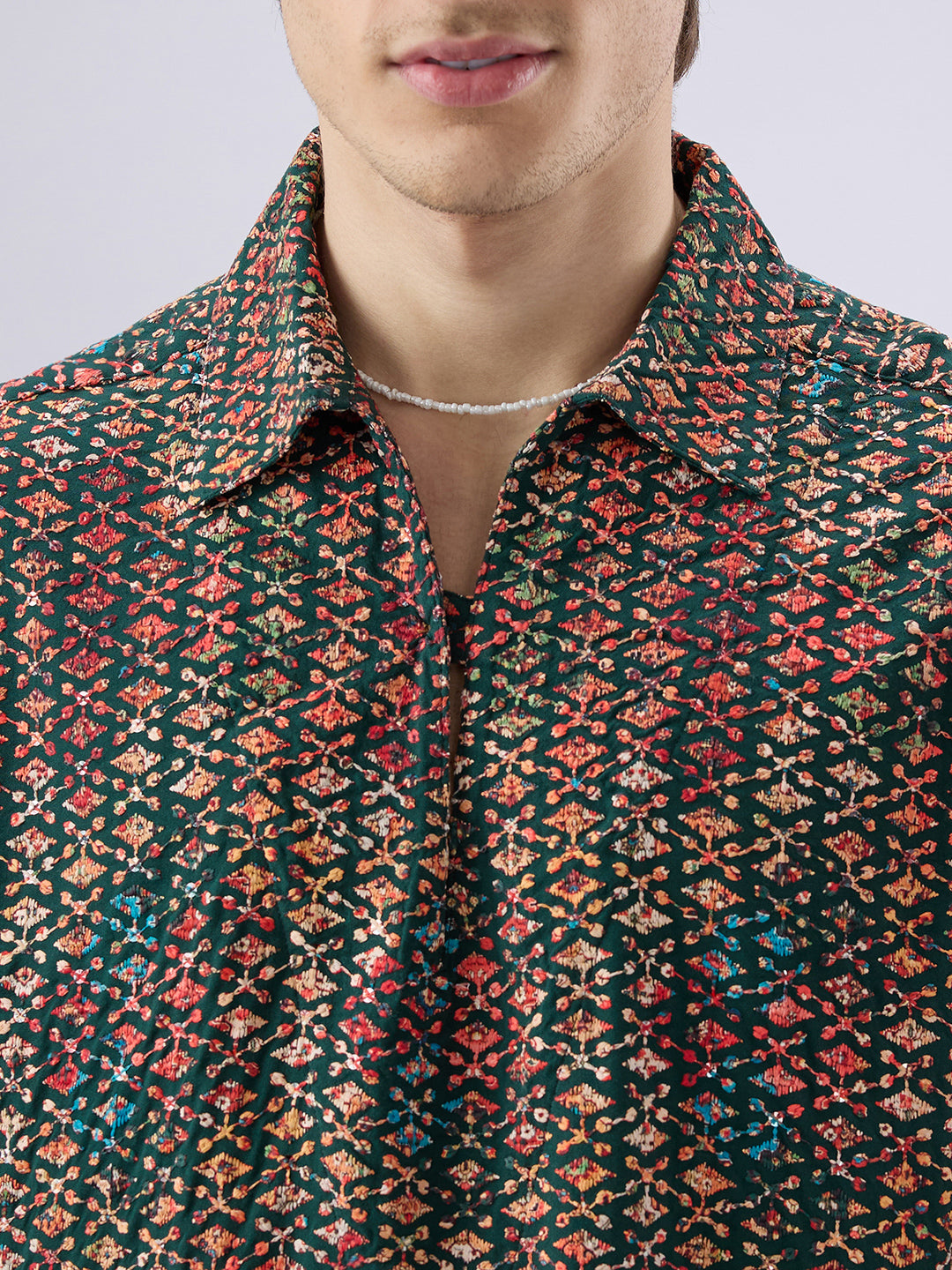 Ishqiya Nazara Sequin Glow Embroidered Cuffless Oversized Shirt