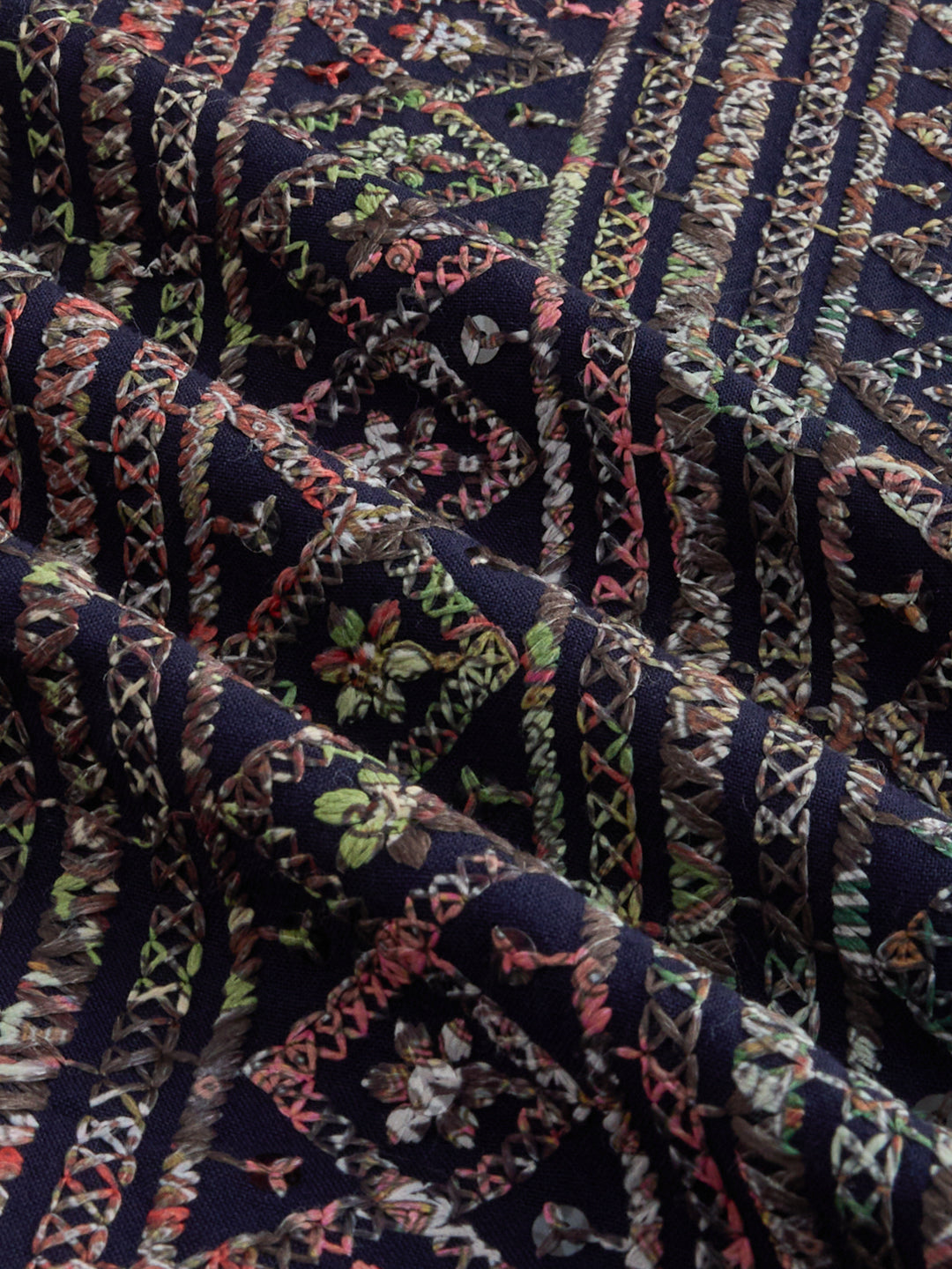 Noor Drop Black Sequin Lozenge Embroidered Boxy Fit Crop Shirt