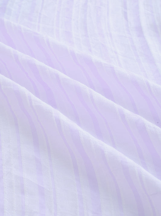Elegant Lavender Airstripe Crinkled Boxy Fit Crop Shirt