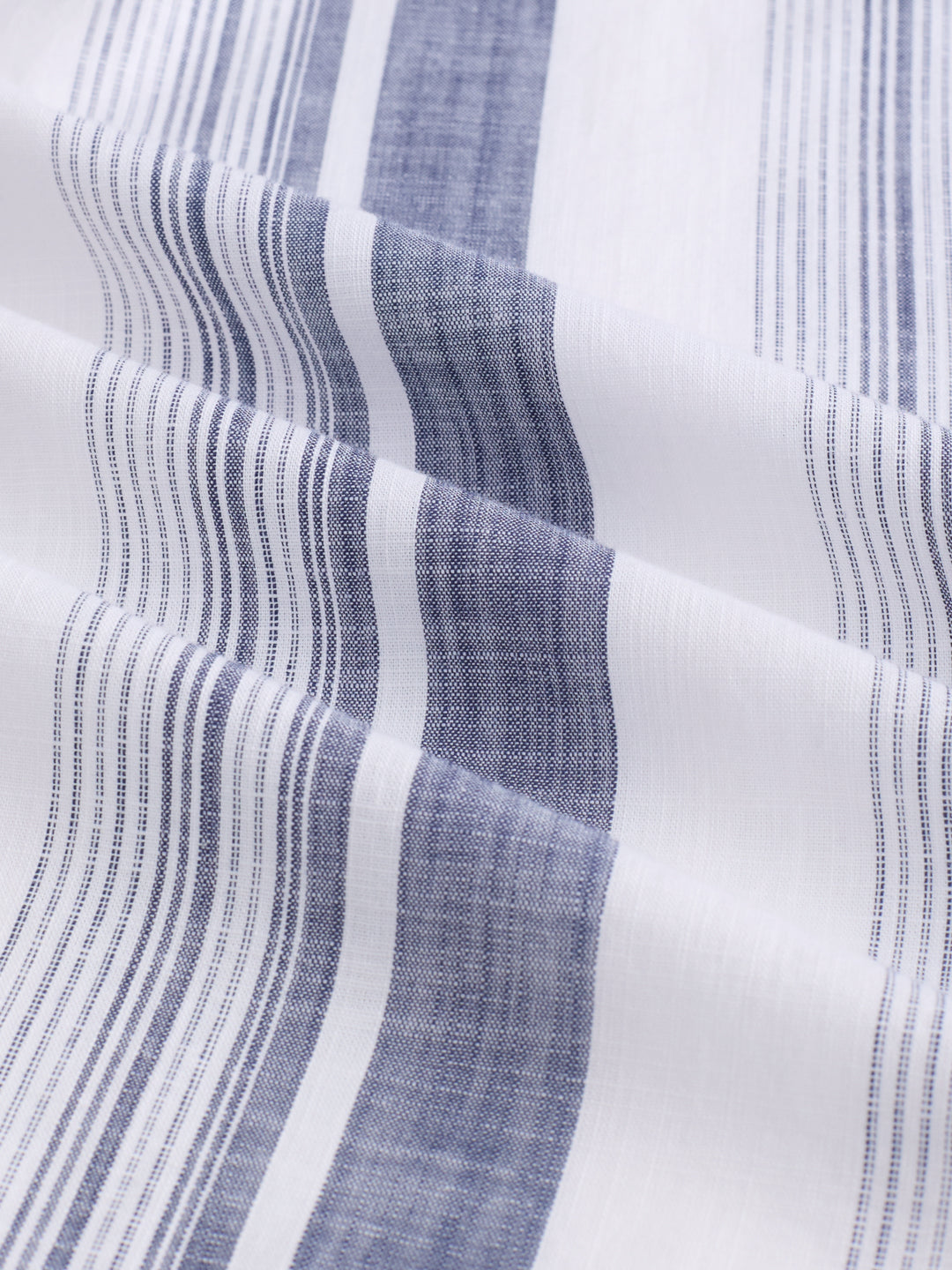 White & Navy Broad Striped Shirt