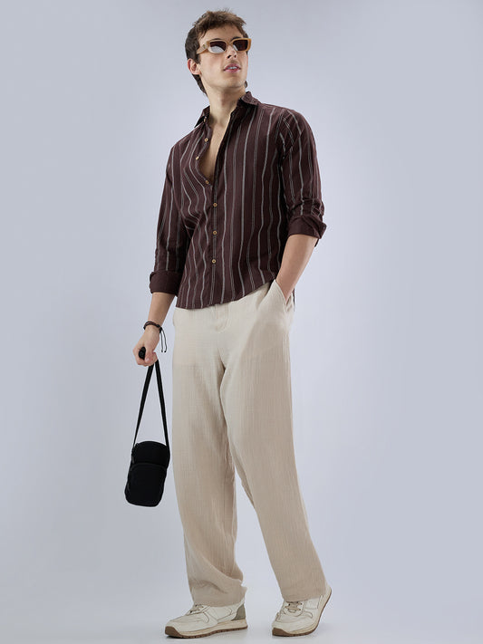 Walnut Brown Striped Shirt