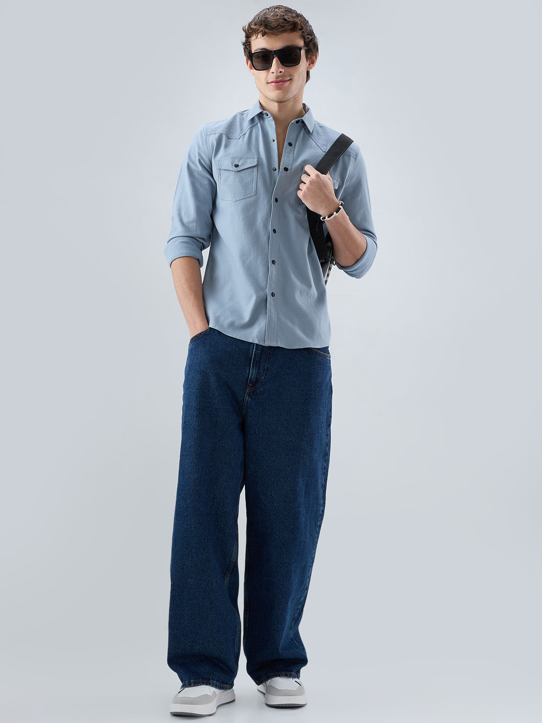 Classic Dusty Blue Double Pocket Overshirt