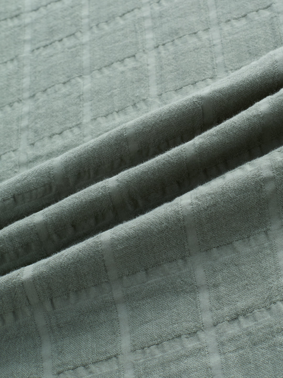 Sage Green Box Weave Double Cloth Seersucker Shirt