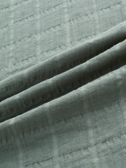 Sage Green Box Weave Double Cloth Seersucker Shirt