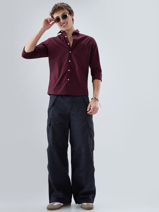 Classic Maroon Poplin Peach Finish Shirt