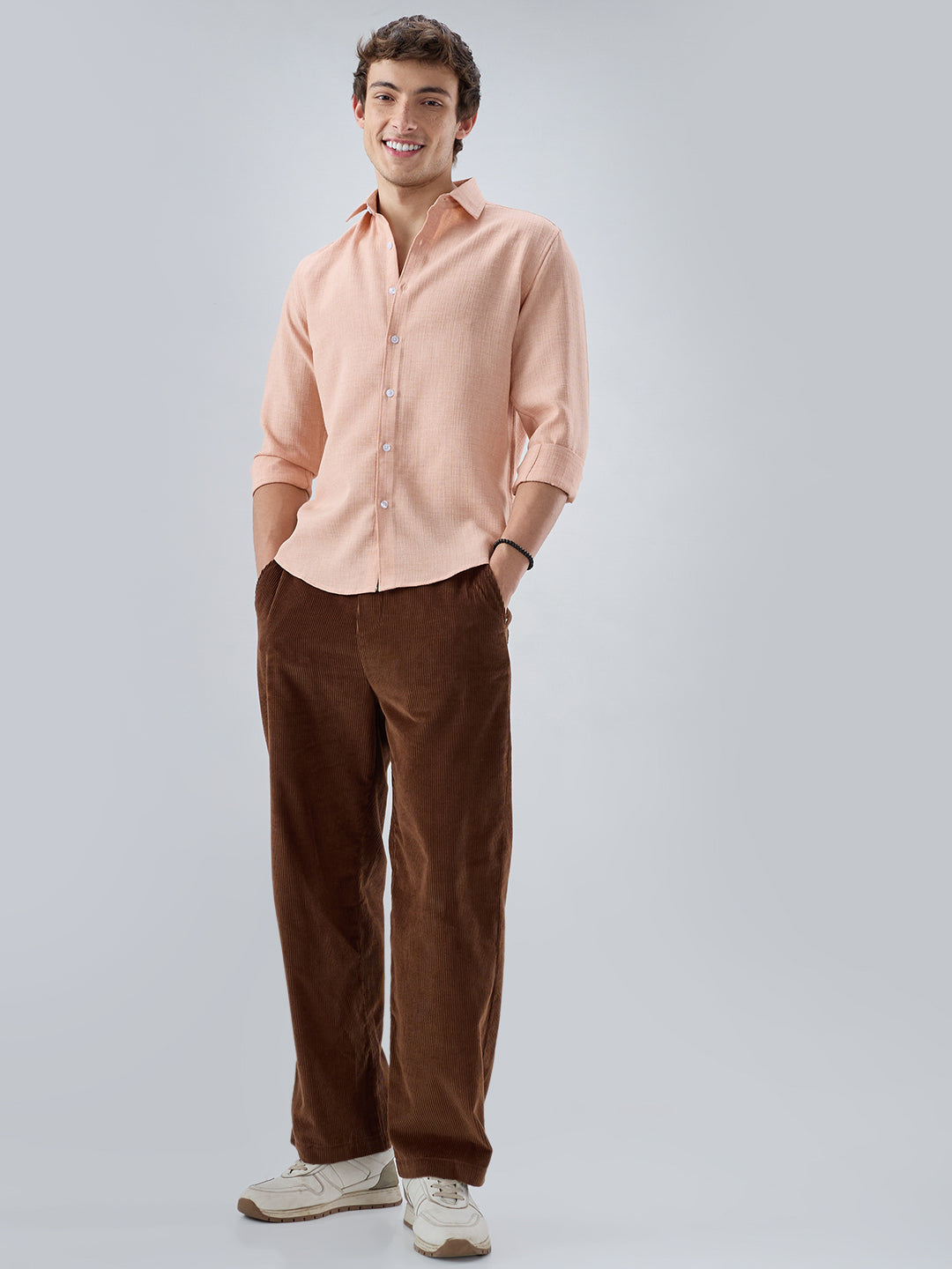 Creamy Peach Subtle Textured Shirt