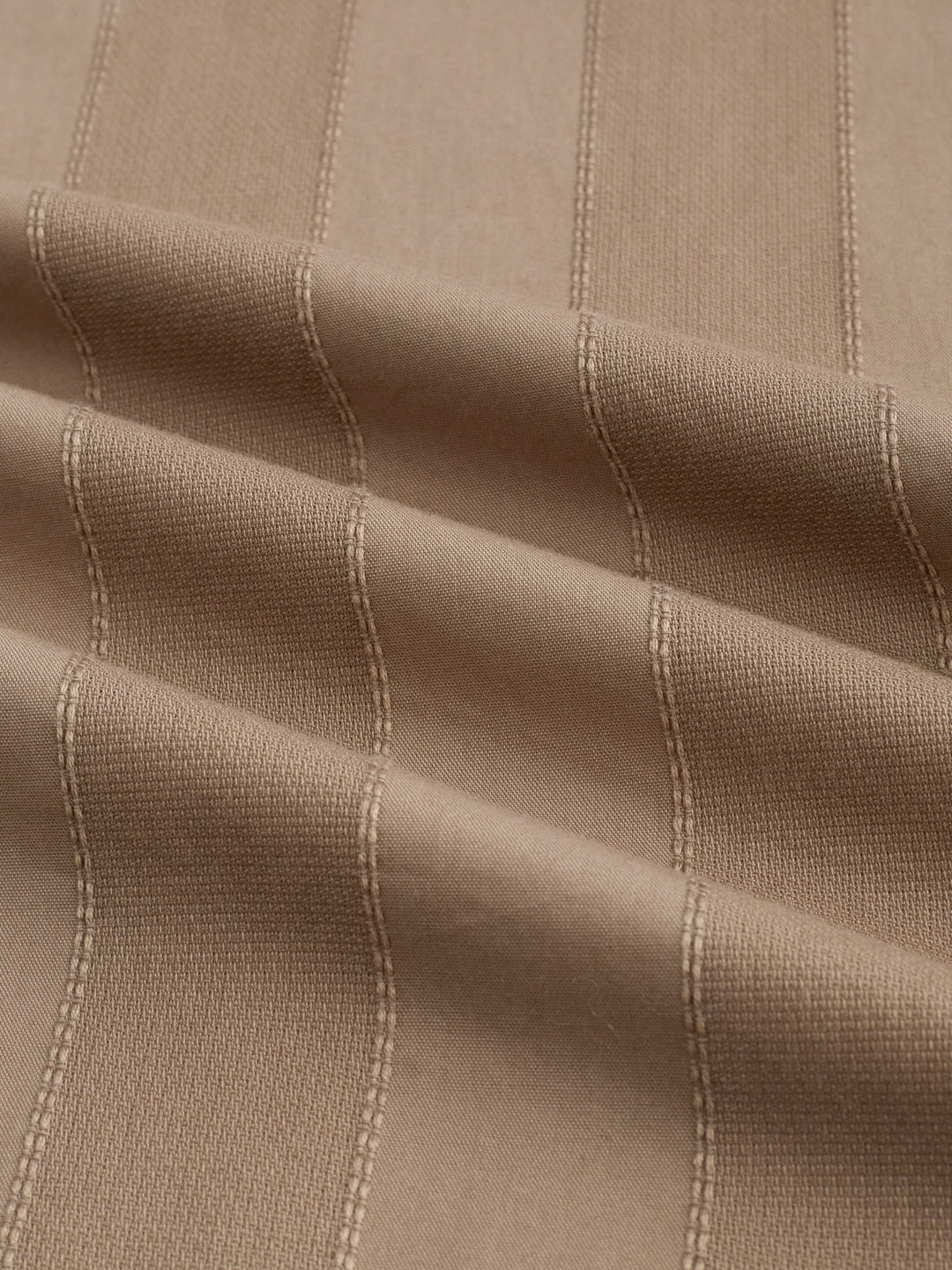 Bark Brown Panel Textured Stand Collar Oversized Shirt