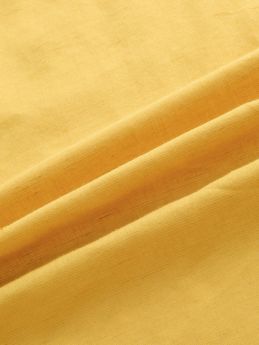 Luxe Mustard Contrast Stitch Linen Blend Boxy Fit Crop Shirt