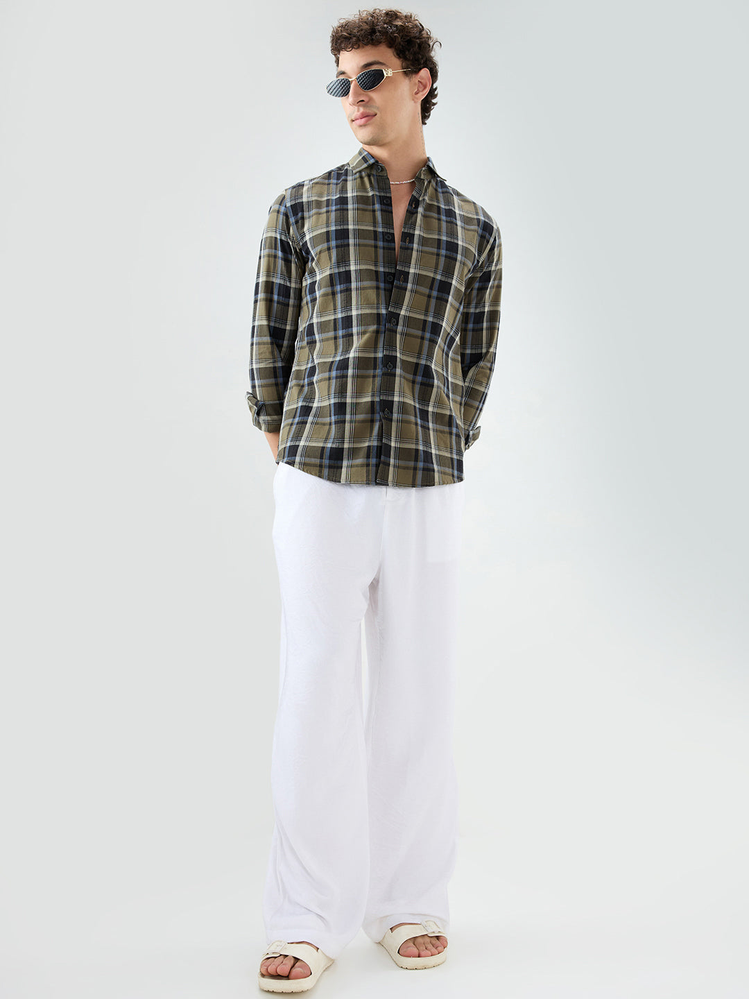 Olive & Black Diamond Loom Checked Shirt