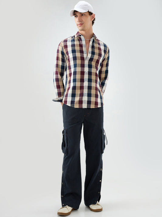 Premium Multicolor Block Checks Soft Textured Shirt