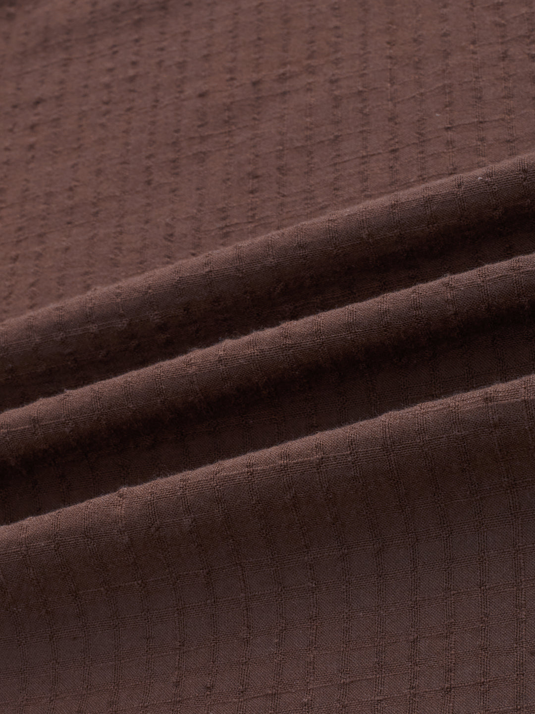 Chocolate Brown Micro Box Textured Boxy Fit Crop Shirt