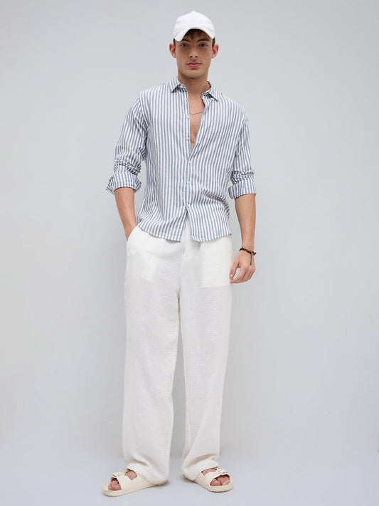 Ash Grey Candy Striped Vacation Shirt