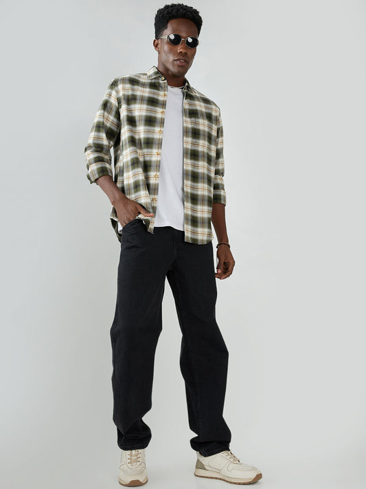 Premium Olive & White Crosscheck Shirt
