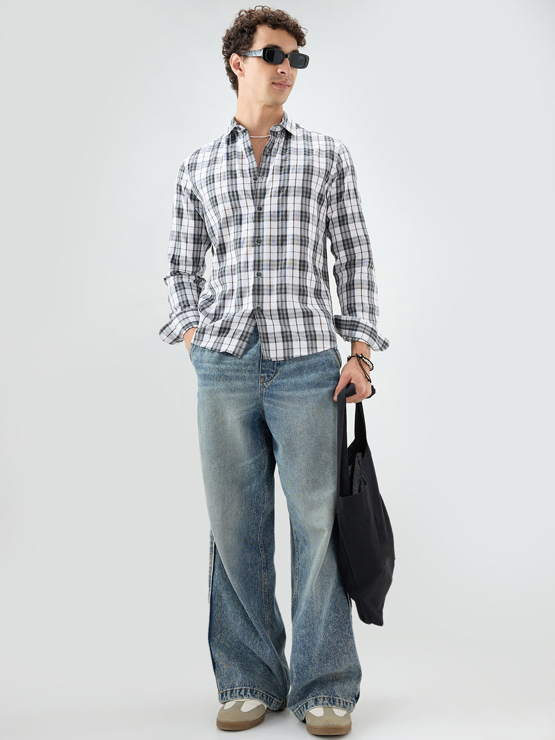 Black & White Bold Frame Checks Shirt