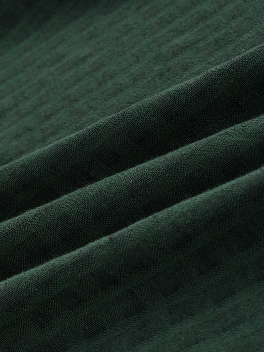 Emerald Green Horizontal Jacquard Striped Shirt