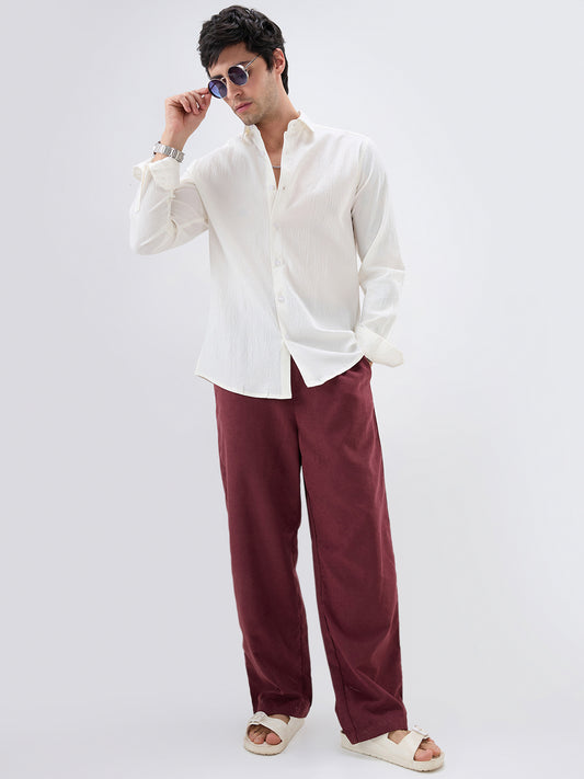 Cloud White Breezy Textured Shirt