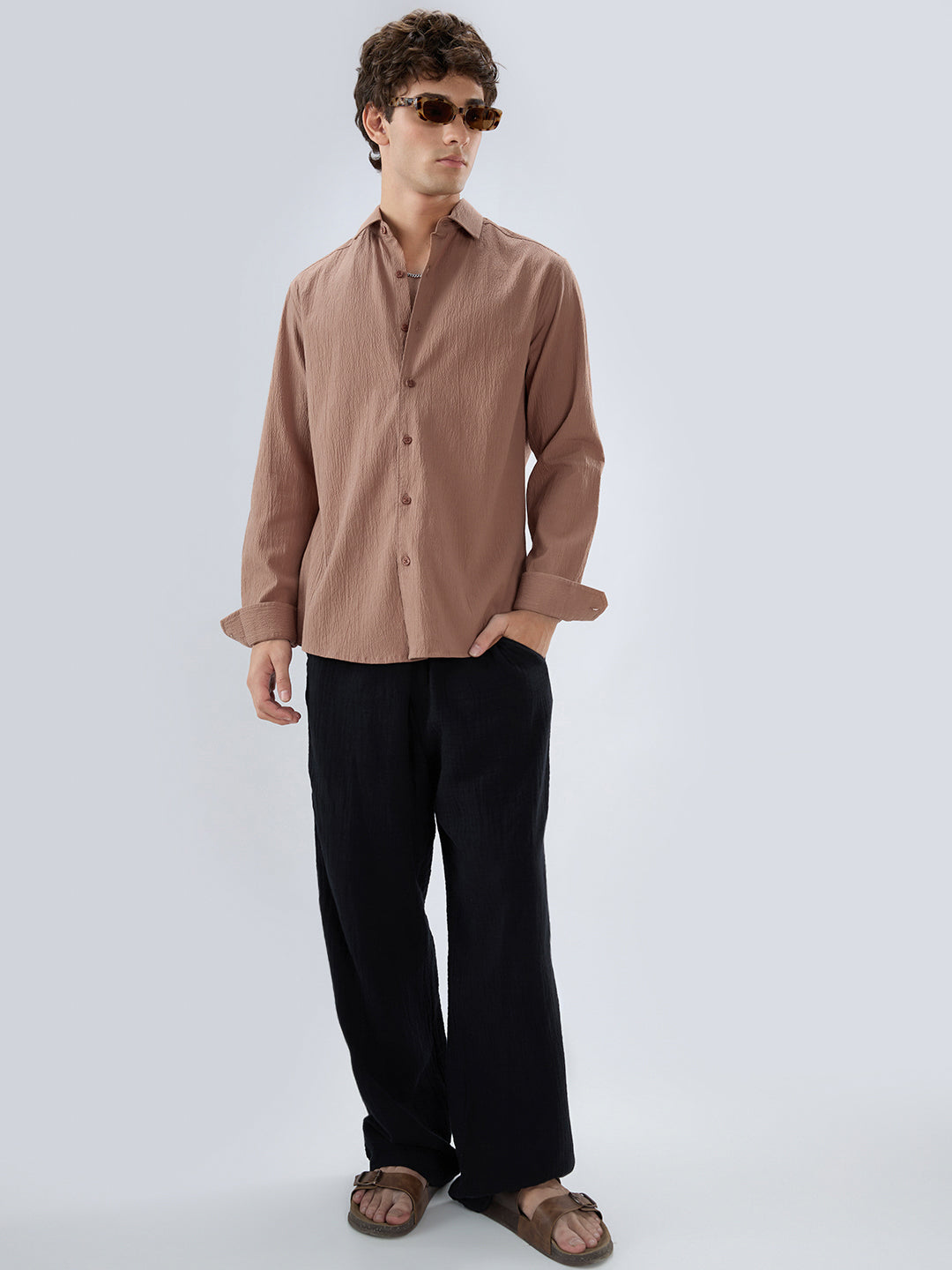 Elegant Apricot Textured Shirt