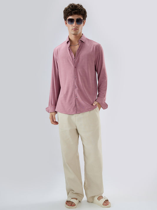 Cotton Candy Pink Solid Knitted Shirt